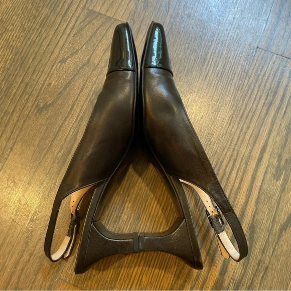 FERRAGAMO Gancini square-toe slingback black Leather pumps 7.5 C - Picture 5 of 14